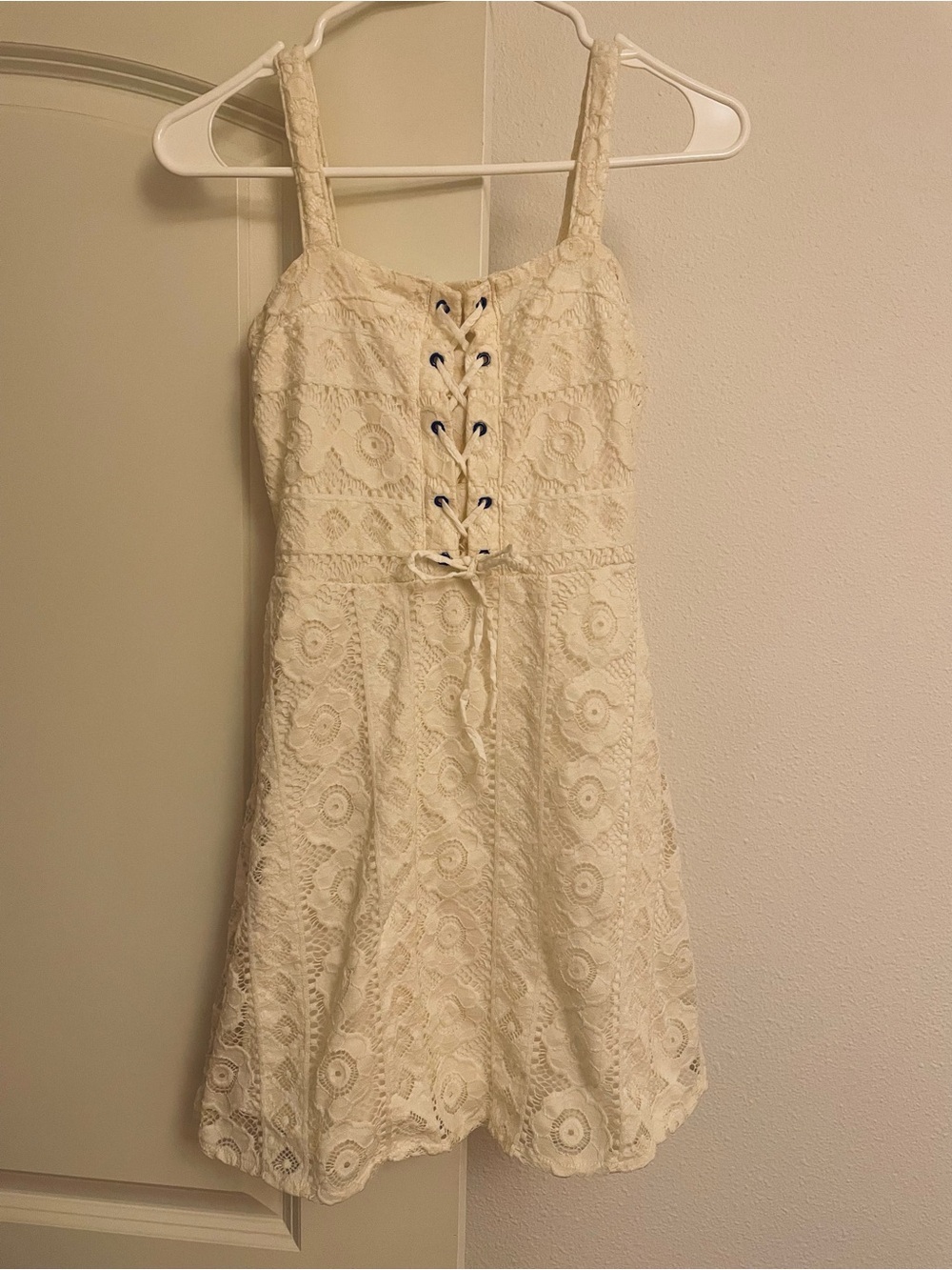 Ivory Lace Fit-and-Flare Sundress Double Layered XS